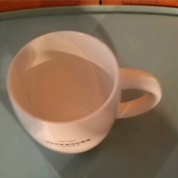 Starbucks Solid White With Black Logo Est 1971 Barrel Coffee Mug 14 Oz Cup 2008 - Picture 5 of 6